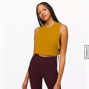 Lululemon All Yours Crop Tank in Fools Gold, size 6.